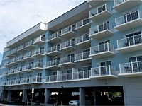 <b>White Aluminum Balcony Railing on the side of the building at the Fairfield Inn at Ocean City Maryland</b>